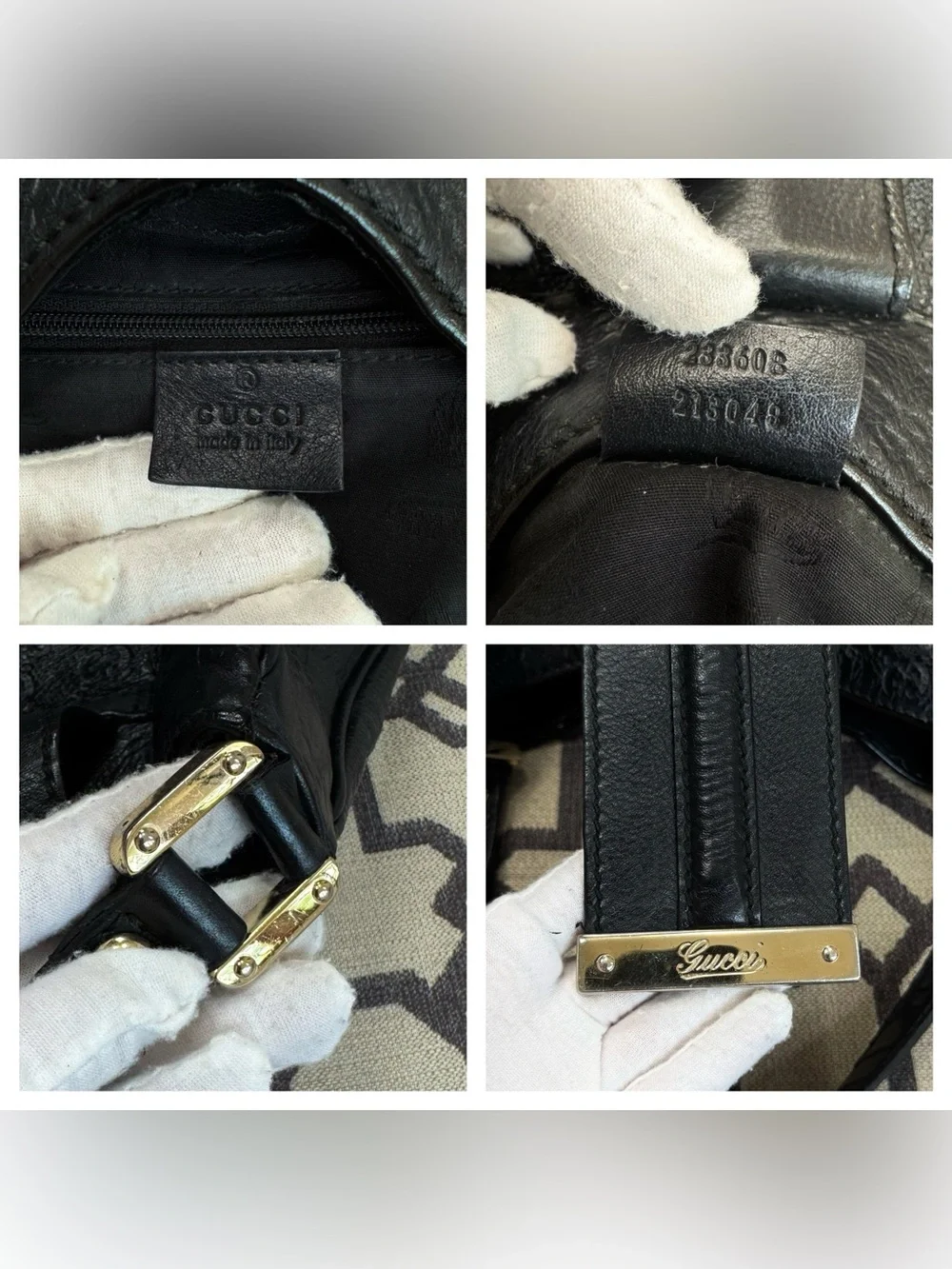 Gucci New Web Hobo Bag Nero Black Guccissima Embossed Leather